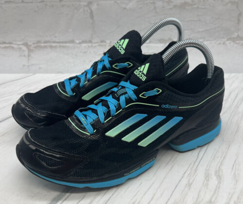 Adidas Shoes ADIZERO Rush Womens 8.5 Black Blue Running Marathon Trainer Sneaker - Picture 1 of 12
