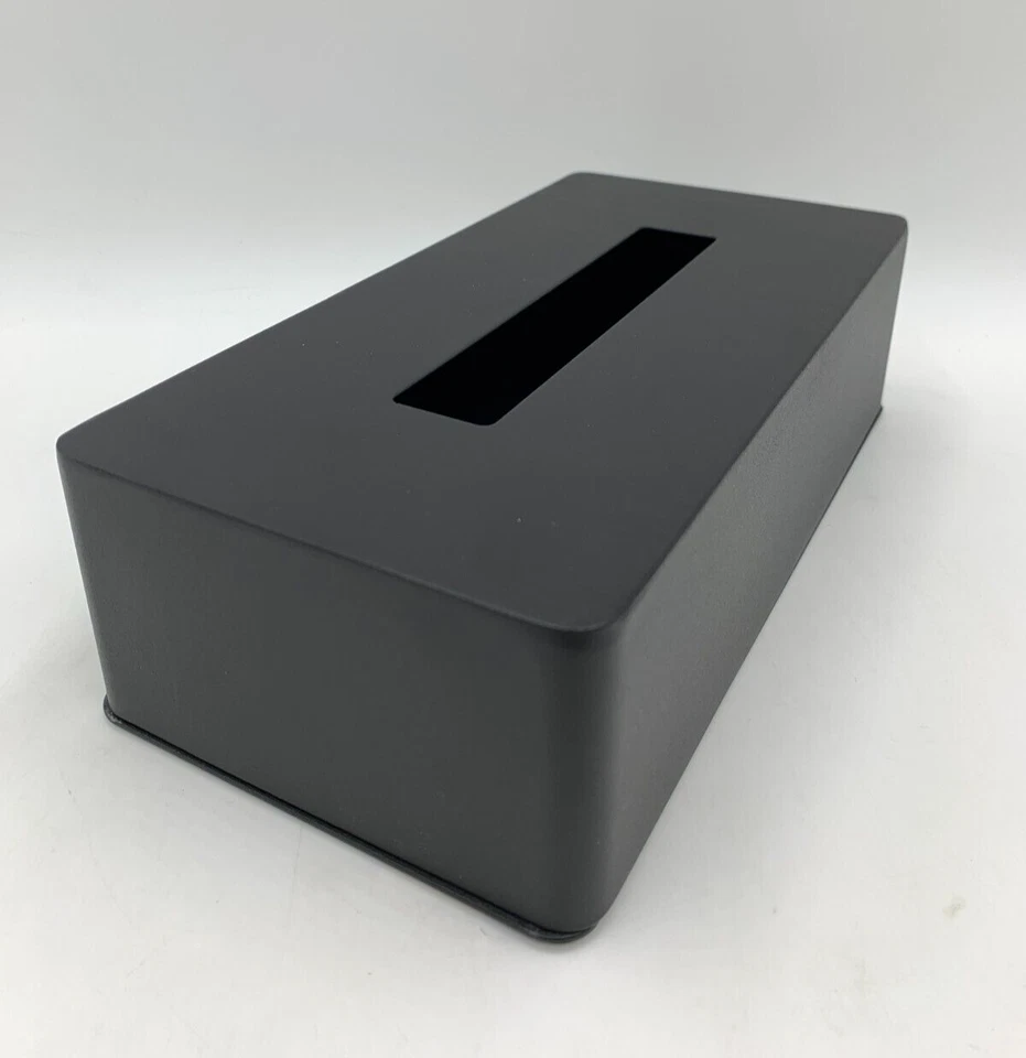 Cubierta de caja de pañuelos de acero en polvo Pottery Barn Yamazaki negro mate #Z533 Foto 2 de 4