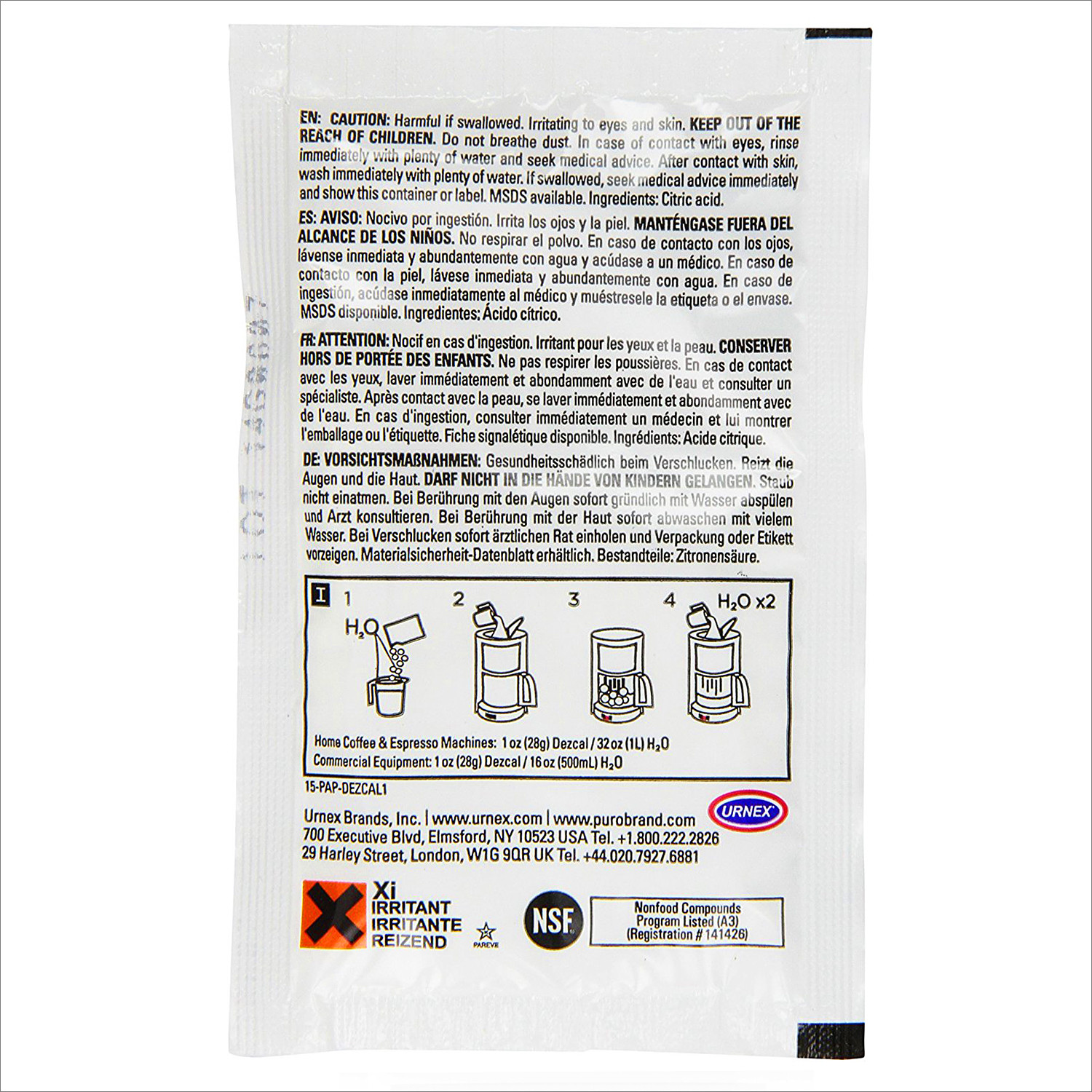 Urnex DEZCAL Espresso Coffee Machine Activated Descaler 28g Descaling Powder 7109113539995 eBay