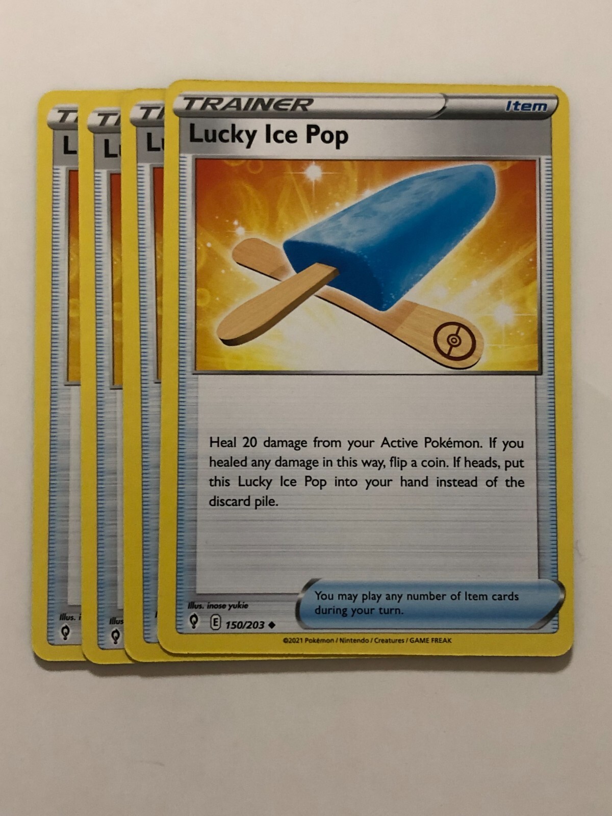 Pokemon Card Evolving Skies 4x Playset Lucky Ice Pop 150/203 NM
