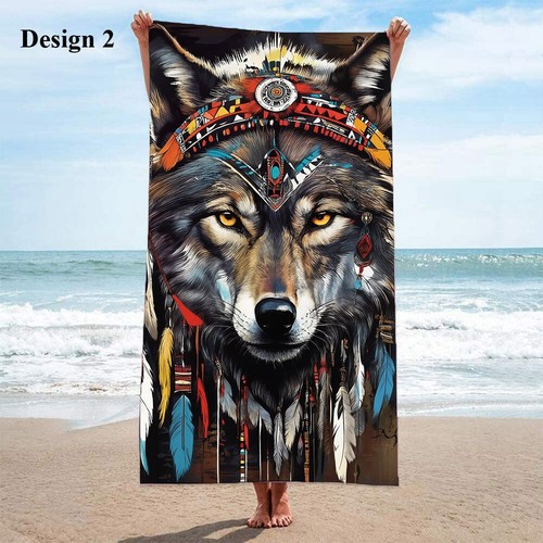 Cool Tribal Chief Wolf Large Pool Swim Spa Beach Towel Christmas Birthday Gift - Picture 13 of 21