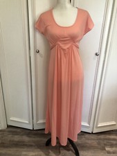 Joseph Magnin quintessential 70s peach jersey empire maxi dress Size S