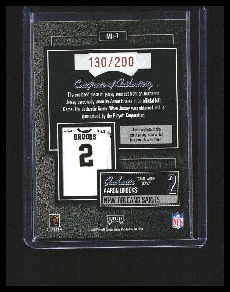 2003 Aaron Brooks Patch - Playoff Hogg Heaven #MH-7 Bronze /200 Saints - Image 2 of 3