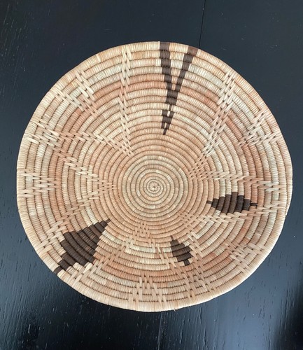 African Tribal Tanzania Basket Large Weave With Brown Markings Round VTG 13” - Picture 5 of 22