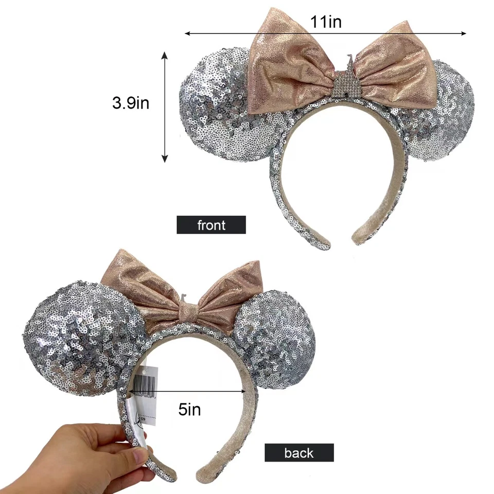 Diadema Minnie Orejas Lentejuelas Arco Castillo Joya Plata Parques Disney Mickey Mouse Foto 4 de 4