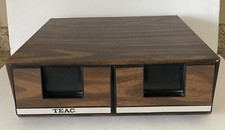 VHS Tape Storage Holder Teac 2 Drawer Cabinet Holds 24 VHS Tapes Wood Vintage