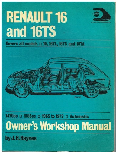 RENAULT 16 16L 16TL 16TA 16GL 16TS (1965-72) OWNERS WORKSHOP MANUAL - Picture 1 of 1