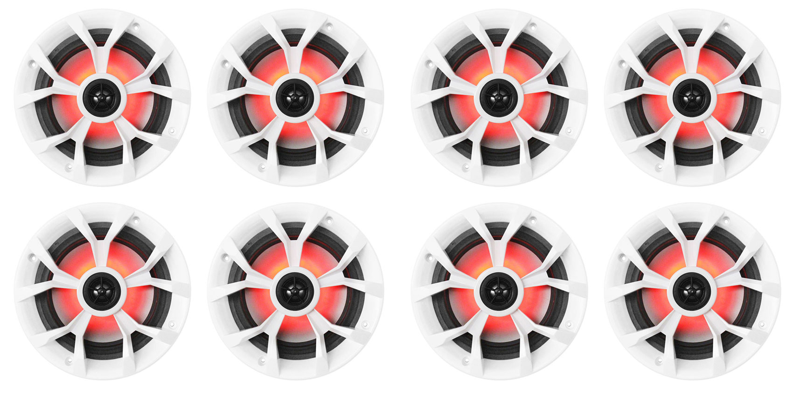 8 Морские лодочные колонки Rockville RKL65MBW мощностью 65 700 Вт со светодиодной подсветкой и чернымибелыми решетками 33490₽