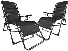Sonnenliege Gartenstuhl Strandliege Relax 2er Set Liegestuhl schwarz faltbar