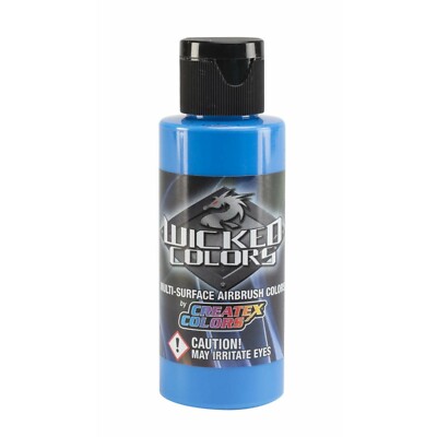 Createx Wicked Colors W028-02 Fluorescent Blue 2oz. For Airbrush Paint