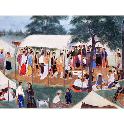 Spybuck Büffeltanz Indianer Shawnee Gemälde großer Kunstdruck 18 x 24 Zoll