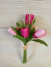 New Spring Tulips Artificial Flower Bushes Decor Pink Crafts Wreath Vase Floral
