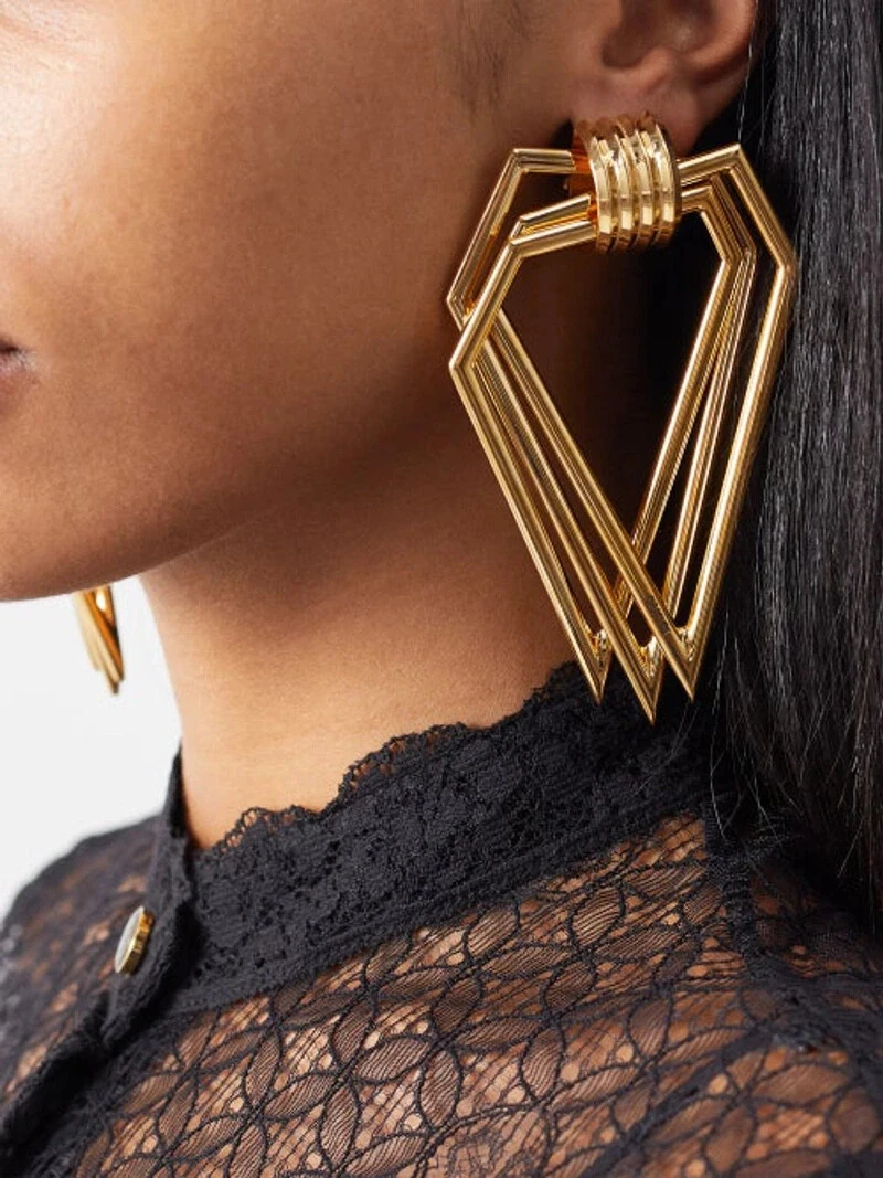 Boucles d'oreilles géométriques à clipser Gucci or