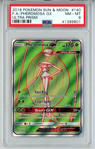 POKEMON ULTRA PRISM PHEROMOSA GX #140 FULL ART HOLO PSA 8 NM-MT #41399801