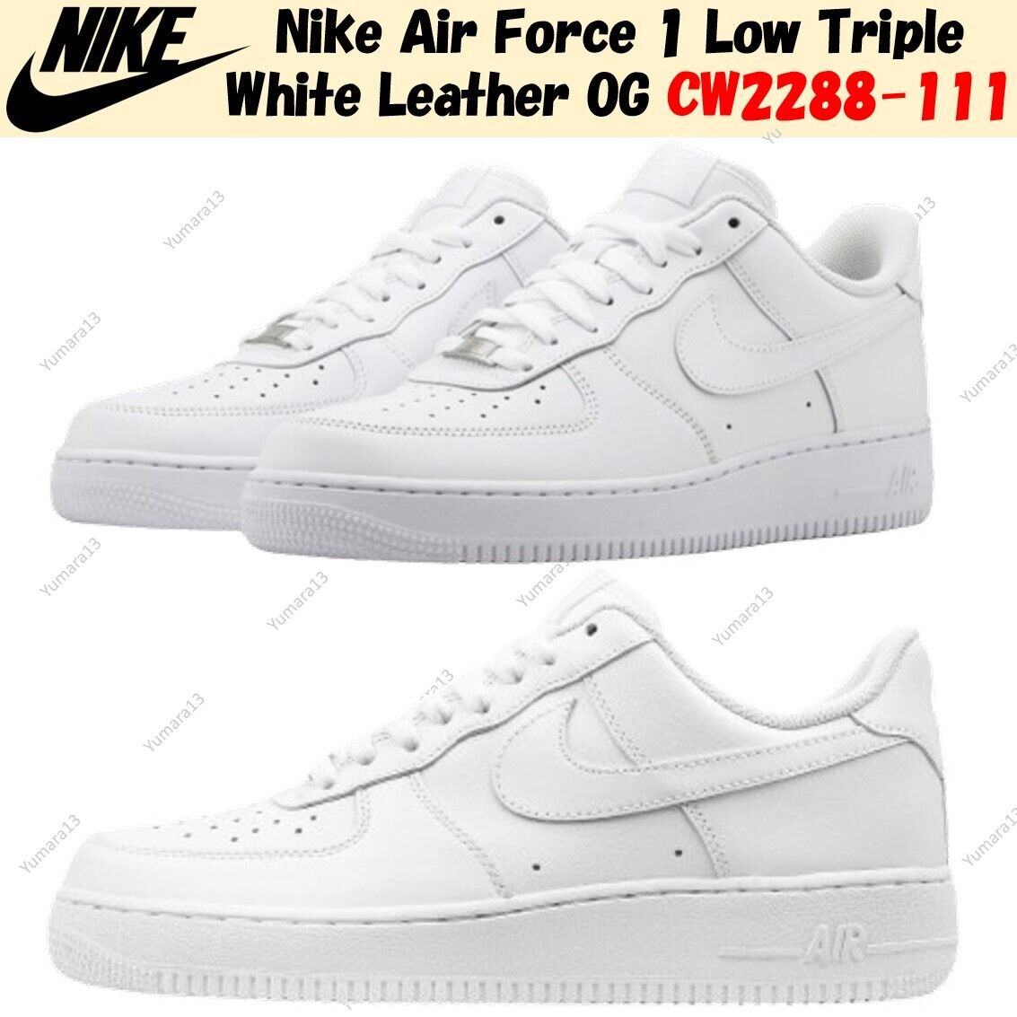 Nike Air Force 1 Low Triple White Leather OG CW2288-111 Nike Air Force 1 Low Triple White Leather OG CW2288-111