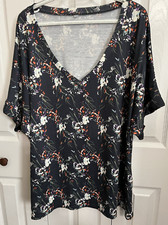 Womens 3x Unbranded V-Neck Short Top, Cuffed Short Sleeves, Multi-color, NWOT