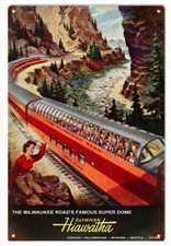 Vintage Style Metal Sign Milwaukee Road Railway Route Hiawatha 12 x18
