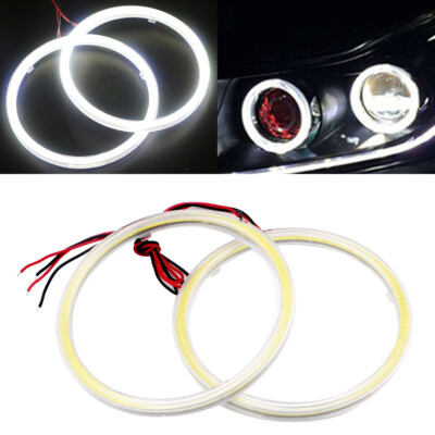 1 Pair 120mm COB LED Angel Eye Halo Rings - For Headlight Retrofit, White, 12V