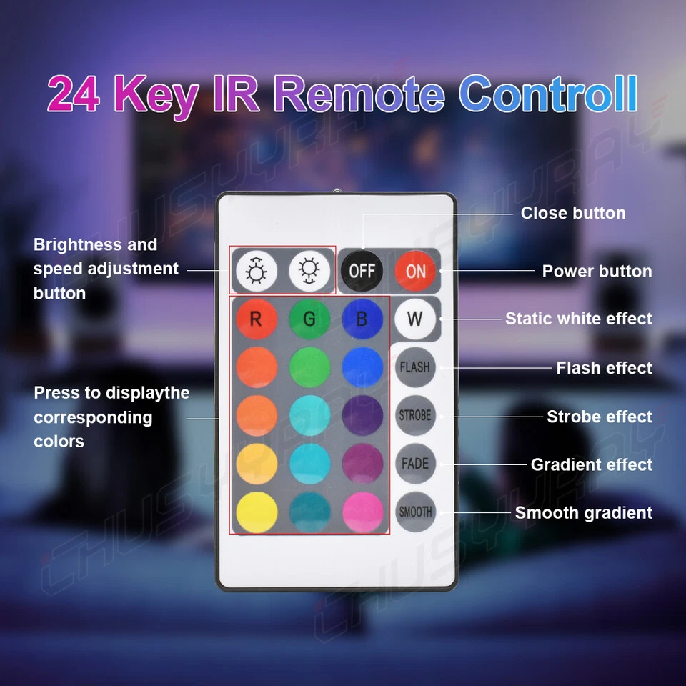 For Suzuki GSXR 1000 Decorative light strip RGB LED strip Lights 16.4FT 12V 2538 - Image 4 of 4