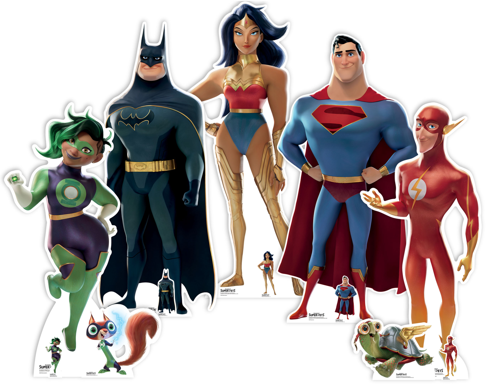 DC League of Super-Pets Cardboard Cutouts Set of Five Heroes with Free Minis