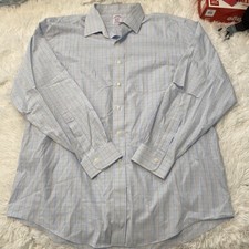 Brooks Brothers Classic Mens Size 17-35 Blue Plaid Long Sleeve Button Down Shirt