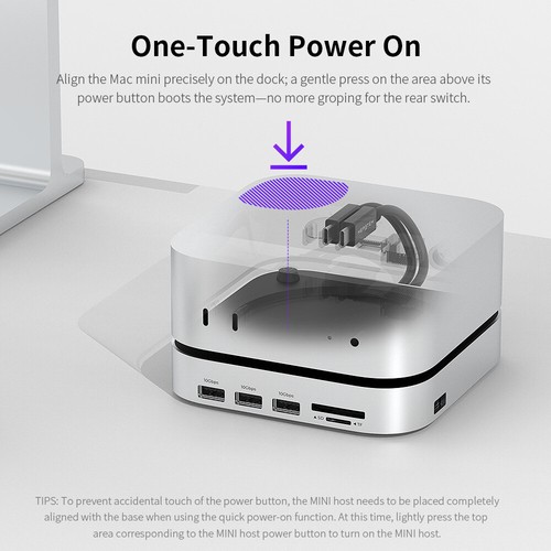 For Mac Mini M4 M.2 NVMe SSD 4TB Max 10Gbps USB-A Ports SD&TF USB Splitter Dock - Afbeelding 9 van 16