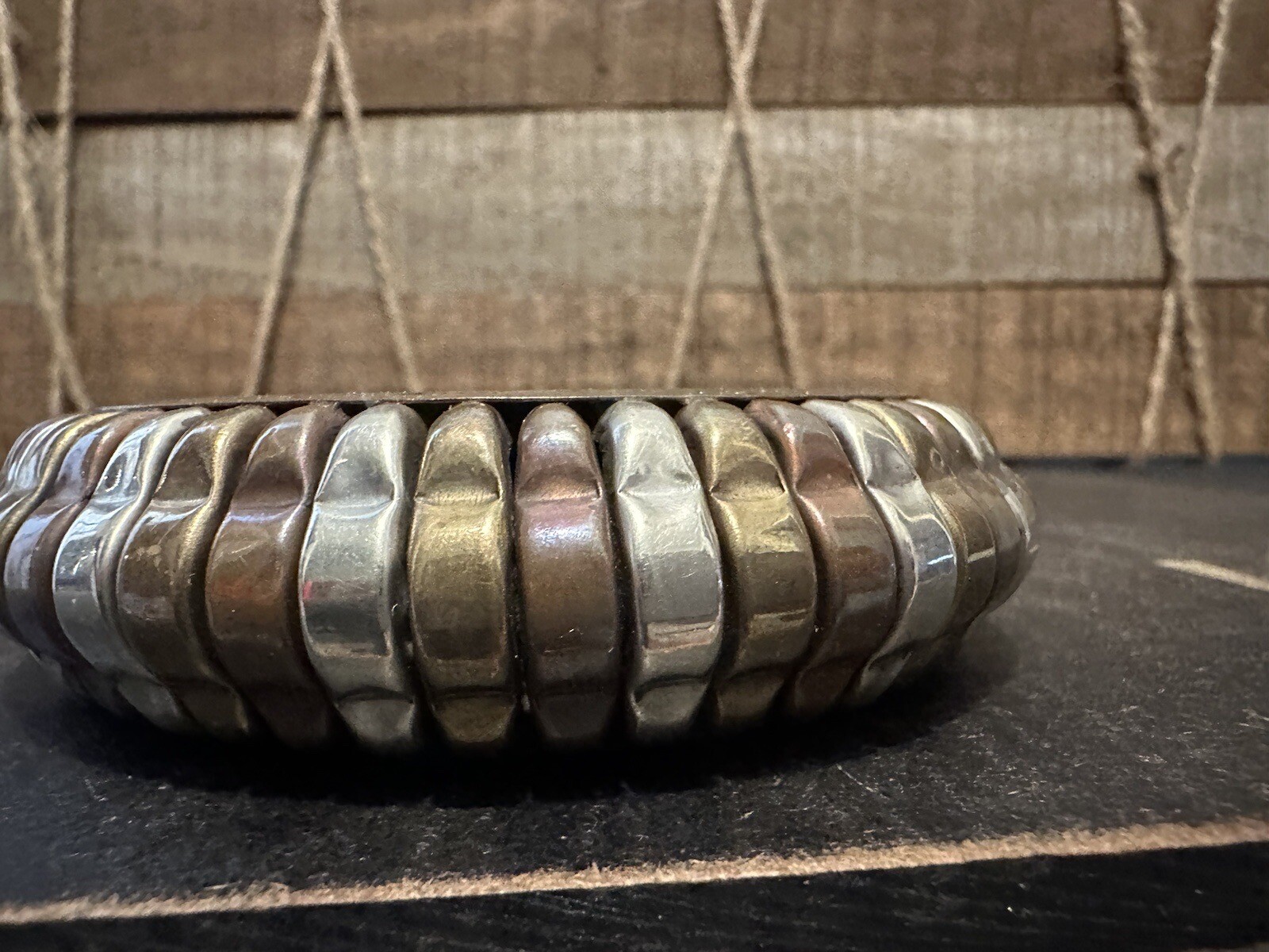 Chunky Statement Metal Bangle Bracelet Copper Sil… - image 6