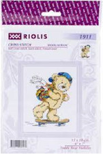 Riolis Counted Cross Stitch TEDDY BEAR HOLIDAY finished 6 X 7