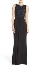 Adrianna Papell Beaded Bodice Jersey Gown Dress, Women Size 4