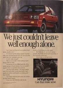 1988 Hyundai Excel GS PRINT AD Sporty Practical Red Cars That Make Sense VTG 80s