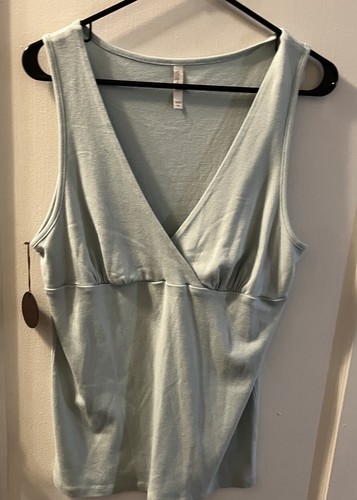 Shimera XL Pale Blue Modal Cotton Faux Wrap Tank Top NWT