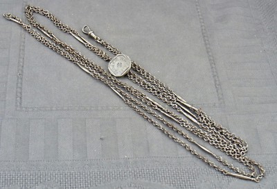 schöne alte Kette mit Schieber ''Eiserne Zeit 1916'' Taschenuhrkette für Damen 