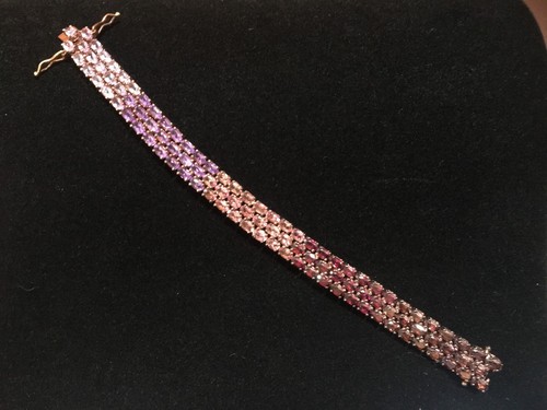 QVC 14K Rose Gold Plated Sterling Silver Ombre Gemstone Bracelet $475 - Picture 8 of 12