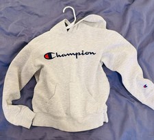 Champion Youth Medium Grey Hooded Sweatshirt Hoodie Pullover