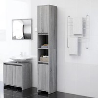 Badezimmerschrank Hochschrank Grau Sonoma 30X30X183,5 Cm Holzwerkstoff