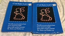 2-15" Bunny Light Sculpture Plastic Frame Indoor/Outdoor Easter Decoration EUC