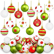24 Pcs Christmas Ball Ornaments Lime Green Red Christmas Ball Ornament Glitterin