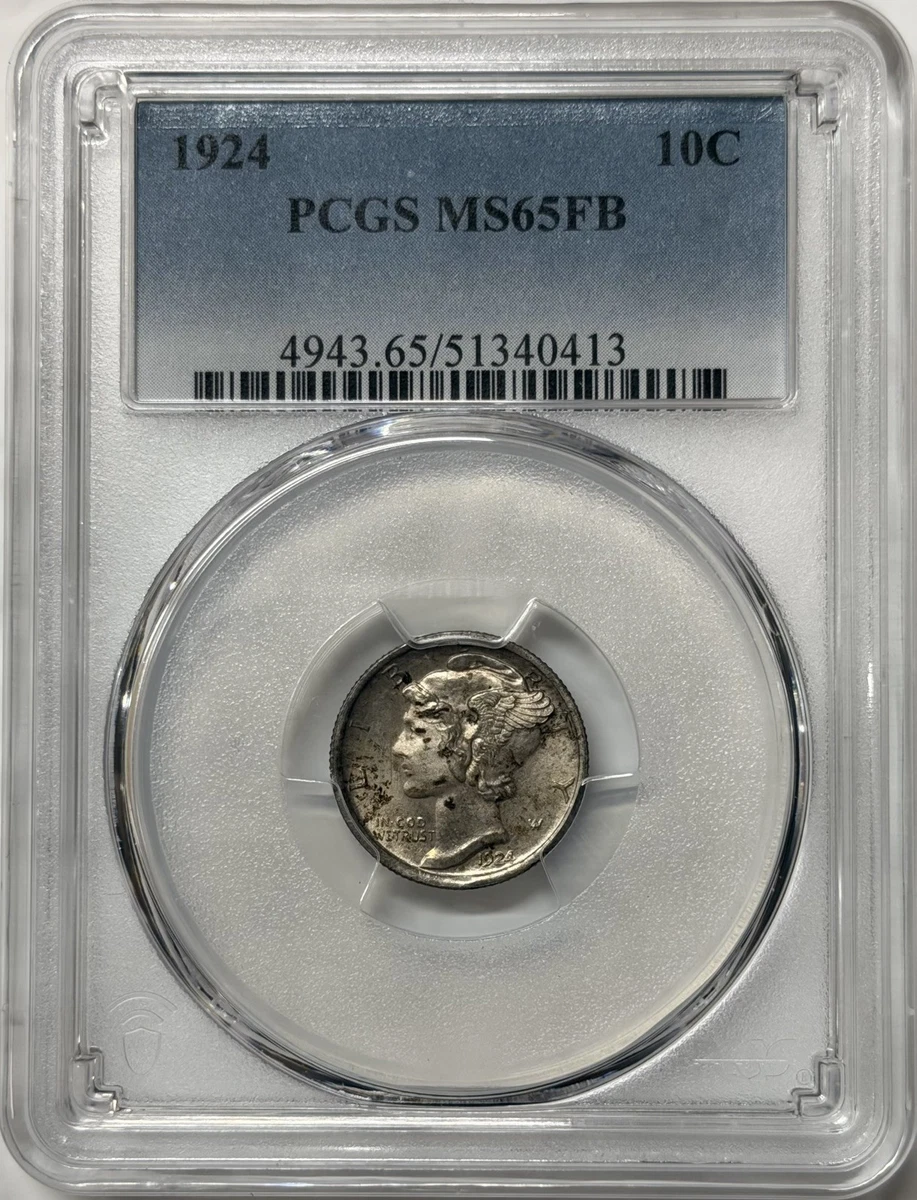 1916年 ペルー 1/2ディン PCGS MS65 銀貨 1916-D Mercury Dime PCGS MS-65 FB (CAC Green) (Item 453019