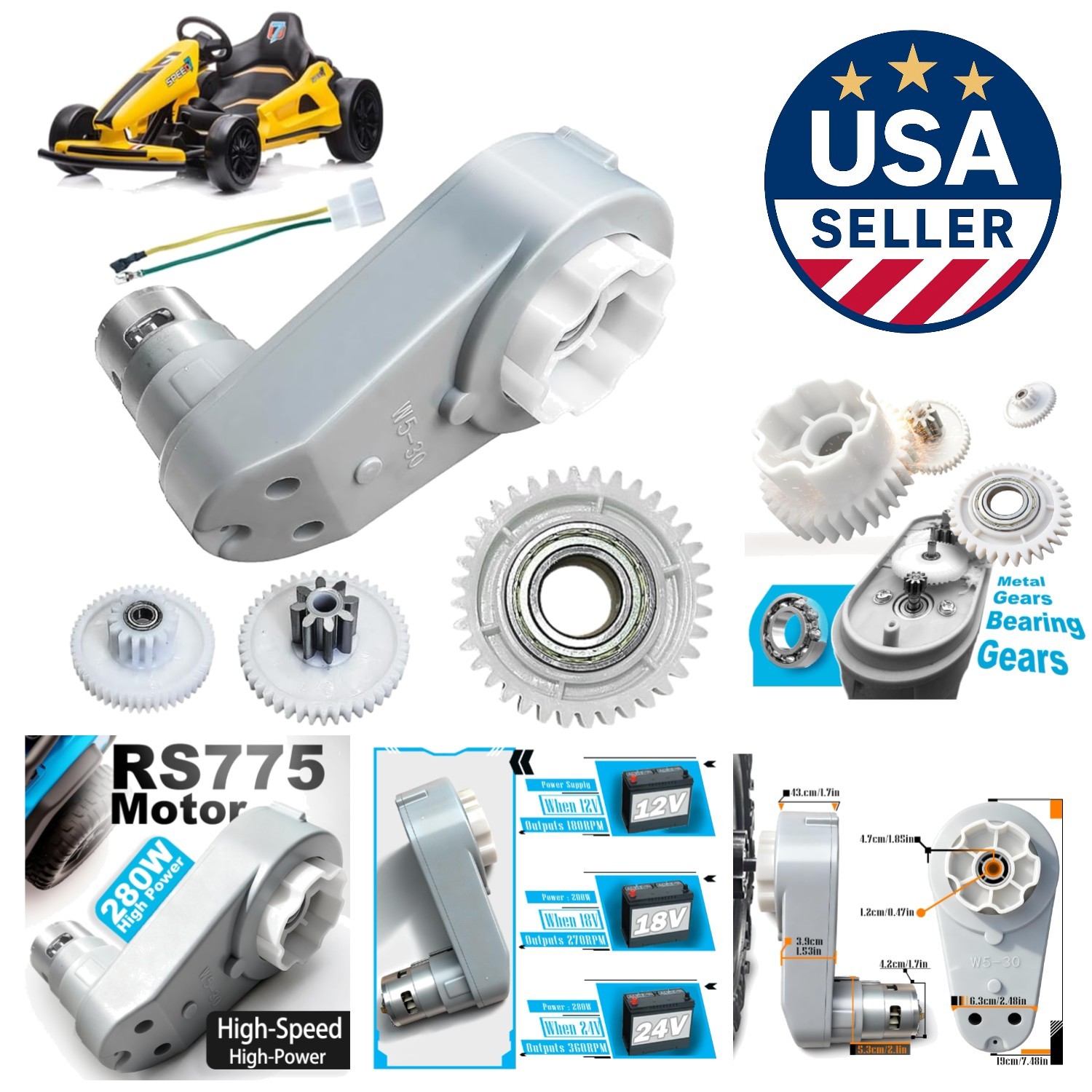 High Torque 24V RS775 Motor Gearbox