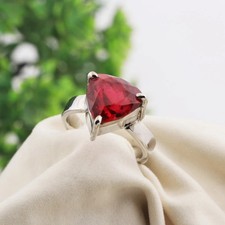5 Carat Trillion Cut Red Ruby 925 Sterling Silver Ring All Sizes