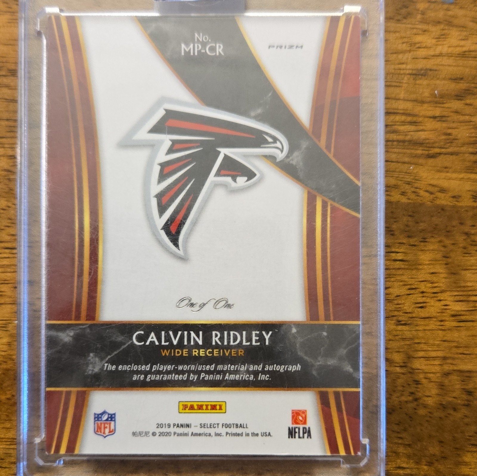 Panini 2019 Select Football Calvin Ridley Falcons Prizm Patch Auto 1/1 MP-CR view 6