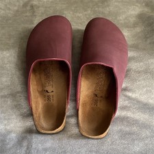 Birki's Boston Pink Leather Cork Insole Slip-On Clog Slippers Womens