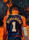 Victor Wembanyama Spurs Basketball Painting Art Card Artist Signed Limited /30