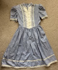 Gunne Sax Lace Dress Size 12 Vintage Puff Sleeve 50/50 Cotton Poly U.S.A.