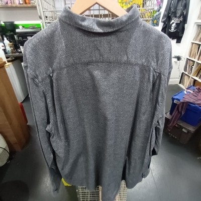 Old Navy Hemd Flanell Knopfleiste Herren 2XL grau Regular Fit Pattentasche