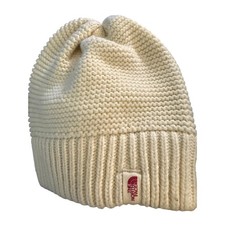 The North Face Womens Salty Bae Beanie Hat One Size Cream with red tag
