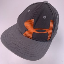 Under Armour Boys Baseball Hat Gray Orange S/M Fitted Performance Cap