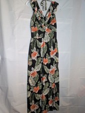 Ophelia Roe Women's Tropical Maxi Dress Sz S Ruffles Resort CottageCore Boho