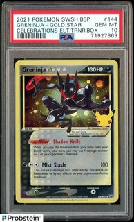 2021 POKEMON SWSH BSP #144 GRENINJA GOLD STAR CELEBRATIONS ETB PSA 10