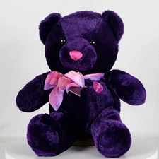 Dan Dee Collectors Choice 9" Purple Teddy Bear w/Pink Jewel Heart & Ribbon